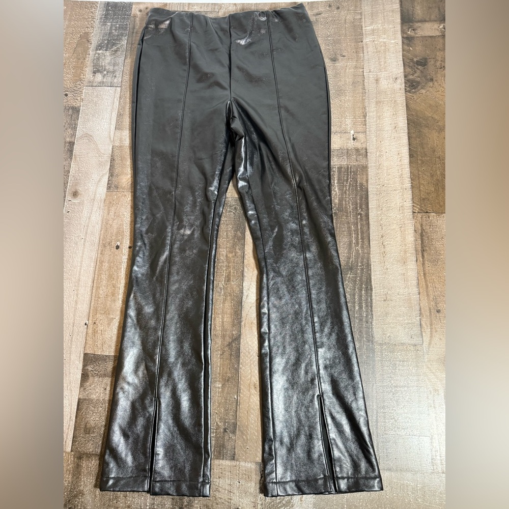 AFRM Faux Leather Flare Pants Edgy Minimalist 90s Model Off Duty |Vegan Leather